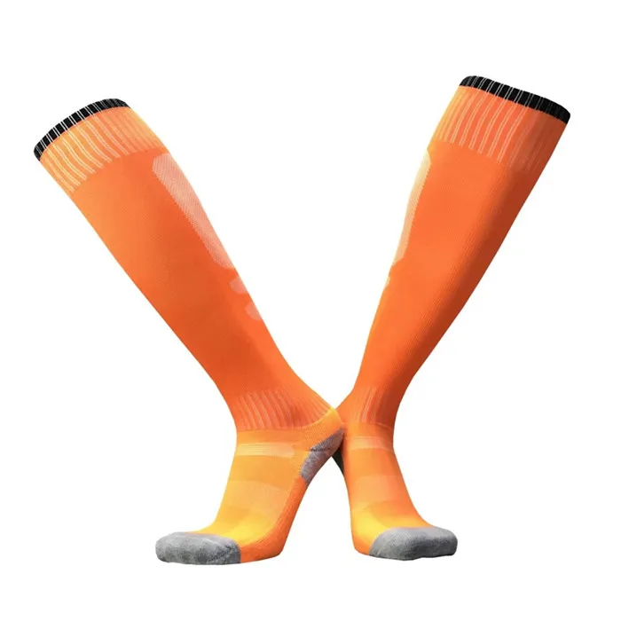 Футбольные носки для взрослых мужчин, женщин и детей, для мальчиков и девочек, волейбольный футбольный носок, Детские Молодежные Гольфы выше колена, плотные махровые носки - Цвет: orange socks