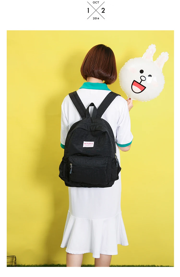 Menghuo Brand 2017 Women Preppy Macarons Panelled Waterproof Nylon Backpack Rucksack Ladies Fashion Shopping Travel Bags Mochila (25)