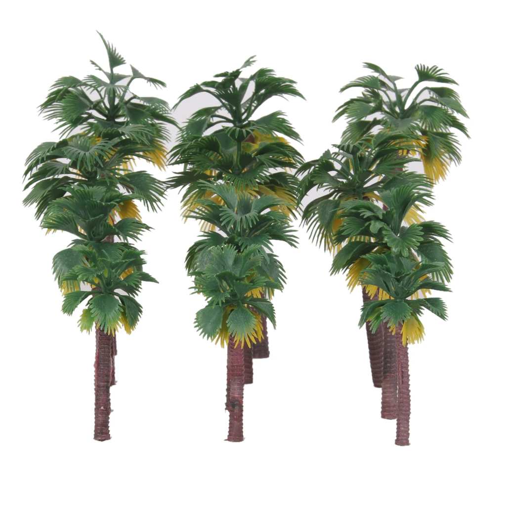 12Pcs 1:65-1:150 Scale Painted Model Palm Trees Layout Railway Landscape Scenery DIY for Diorama Wargames
