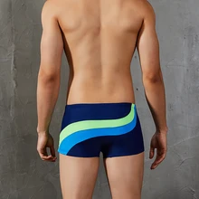 Мужские плавательные трусы темно-синие Лоскутные купальные костюмы больших размеров, короткие шорты для плавания, мужские шорты для серфинга, гей-бикини, купальный костюм