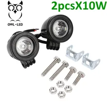 2 unids Motocicleta 10 W del Trabajo del LED Cabeza de Conducción Niebla Lámpara Del Punto de Luz A Prueba de agua