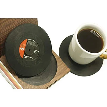 

6Pcs CD Vinyl Coaster Record Cup Drinks Holder Mat Tableware Placemat Tea Glass Pad Decoration