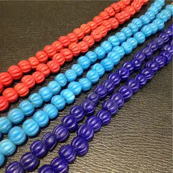 

TSB0001 Nepali Hand Antiqued Lampwork Pumpkin Matted Beads Simulated Glass Trade Bead Strand Multi Colors
