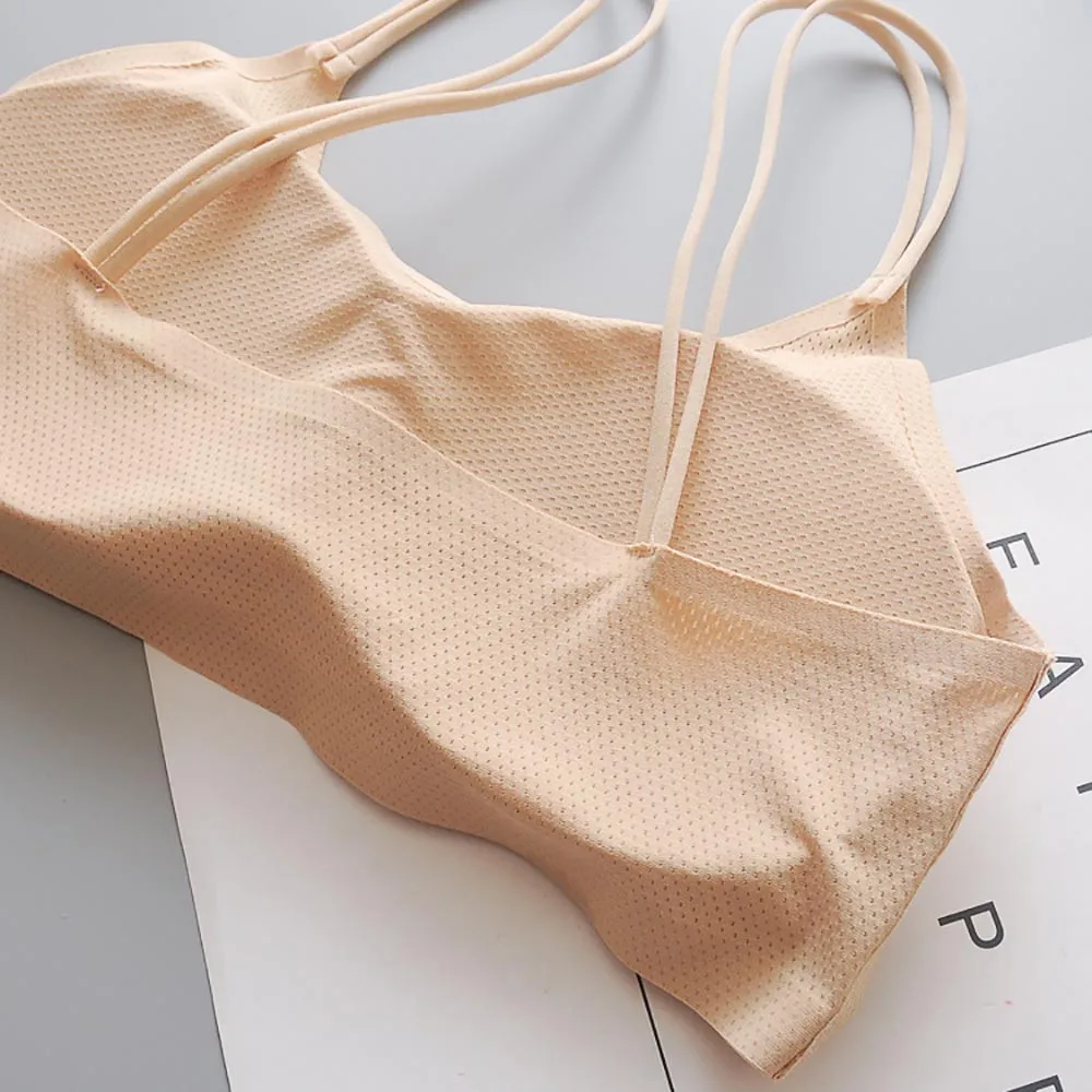 Women solid bralette crop top bra top breathable chest pad wearing chest pad wearing underwear strapless tube top #2S