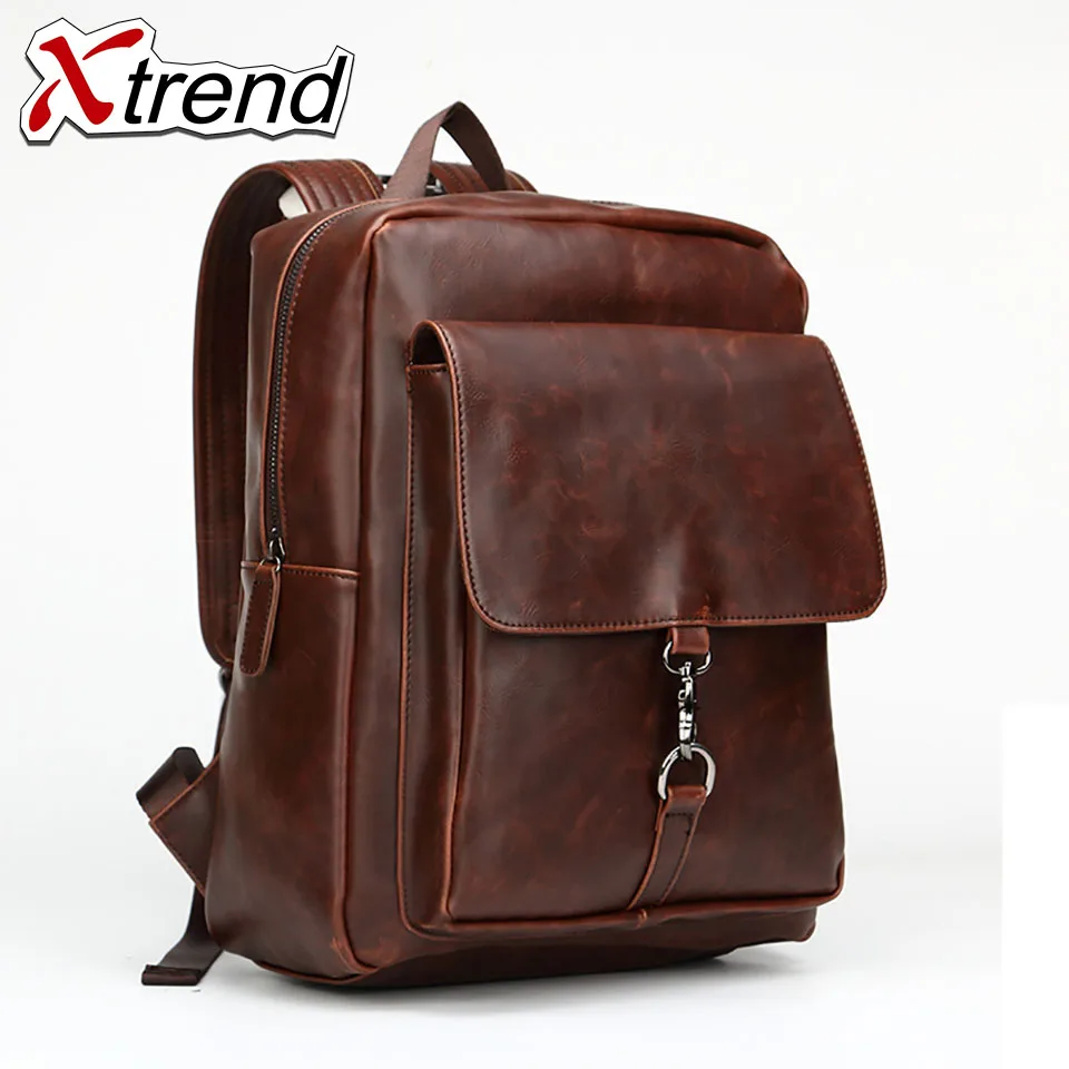 Xtrend Men Laptop Backpack Vintage PU Leather Backpack Fits up to 14 ...