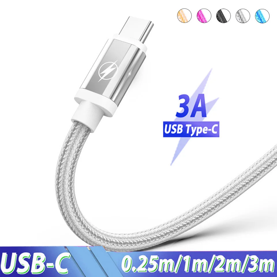 

Type C Cable 3m 2m 1.5m Usb C Nylon Cable Cabos Usb For Samsung S10 S9 Huawei P10 Mobile Motorola Tipo C Usbc Charging Kabel