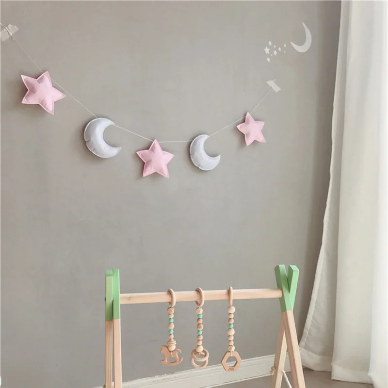 

Nordic Felt Fabric String Star Garland Party Banner Kids Room Hanging Wall Decor Tent Bed Mat Baby Shower Bunting Ornament