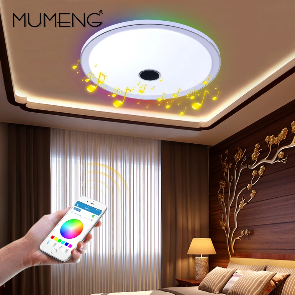 mumeng Dimmable Ceiling Light Bluetooth speaker LED Lamp 36W Colorful Party Lamp RGB Deco Bedroom Lighting Music Audio Fixture