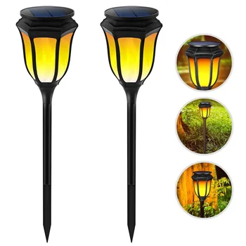 

2 Pieces Solar Powered Waterproof Flickering Flames LED Torch Light Lawn Lamps Landscape Lighting for Outdoor Garden Decoration