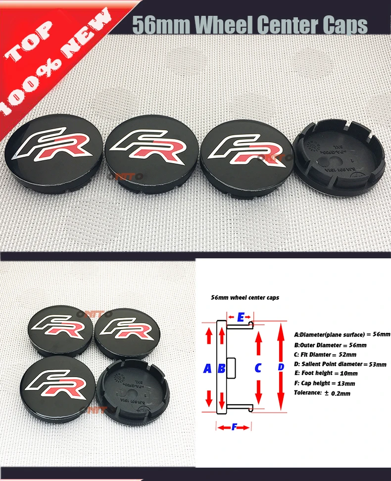 

4pcs 56mm Car Wheel Center Center Rim Cap For FR Logo Auto Accessories Emblem badge for Cordoba Leon Ibiza Toledo car styling
