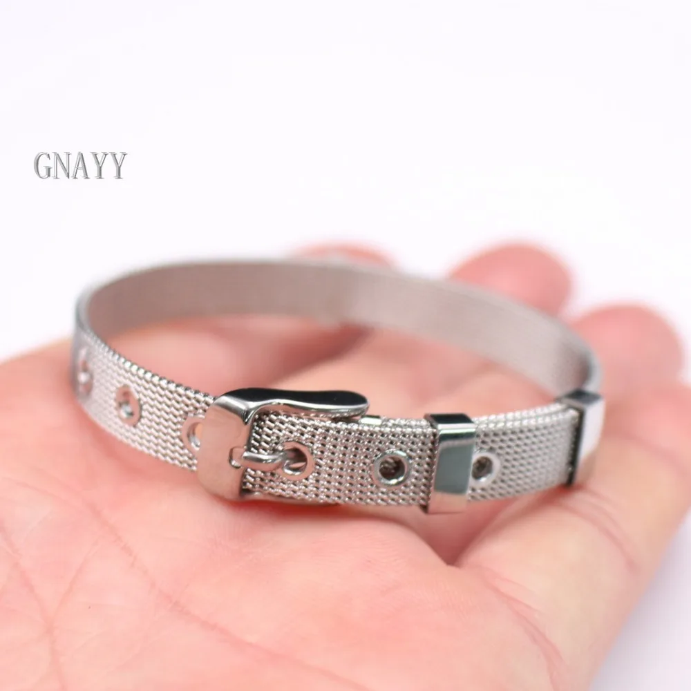 

Cheap price stainless steel Belt buckle wire bracelet adjustable Bracelet cuff bangle 8mm wide silver for women men