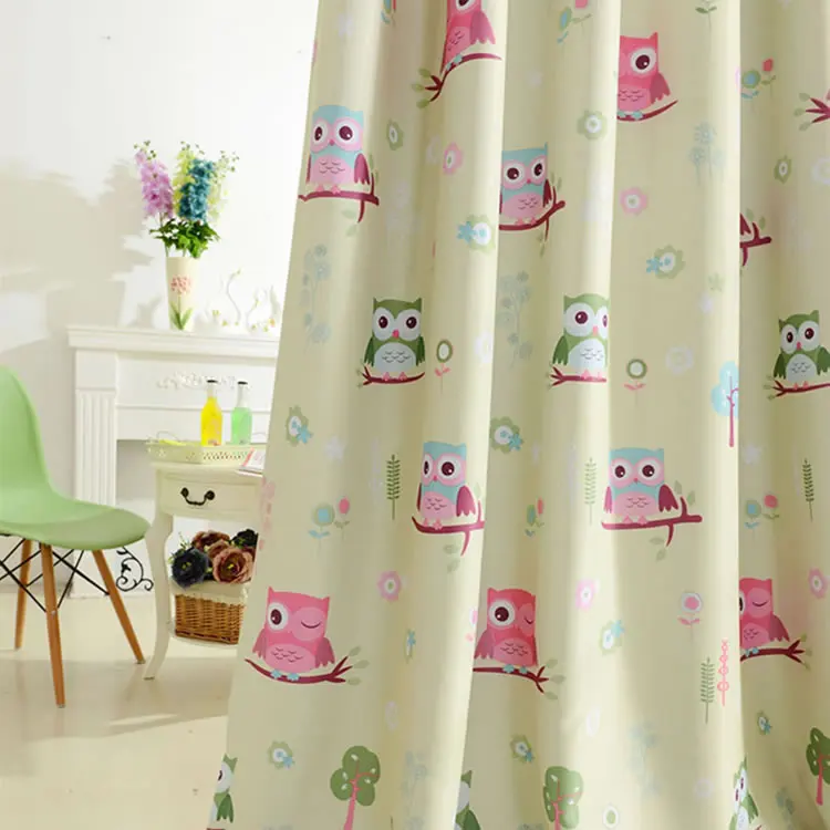 Us 12 22 Hot Beige Kids Room Curtains For Kitchen The Bedroom Living Room Design Baby Owl Curtains Shade Panel Blackout Drapes Fabric In Curtains