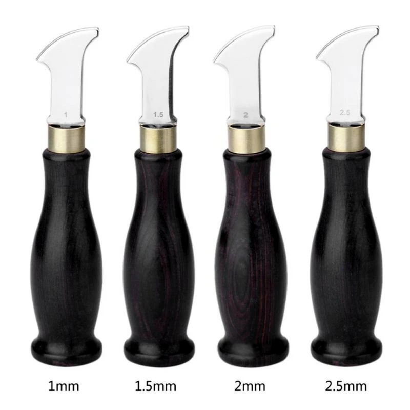 Ceny Hebanowy uchwyt skórzana krawędź bigówka galanteria skórzana oznaczenie krawędzi udekoruj narzędzie liniowe ostrze ze stali nierdzewnej płytkie rowek linka do prasownicy