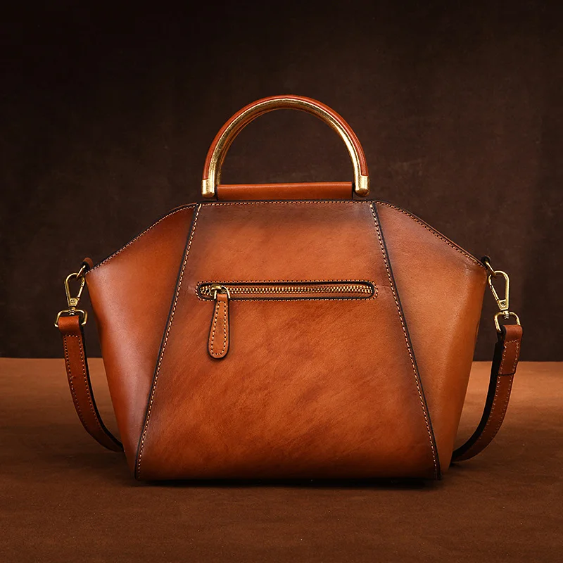 AETOO New leather handbag, head cowhide vintage shell lady shoulder bag, single shoulder oblique cross female bag