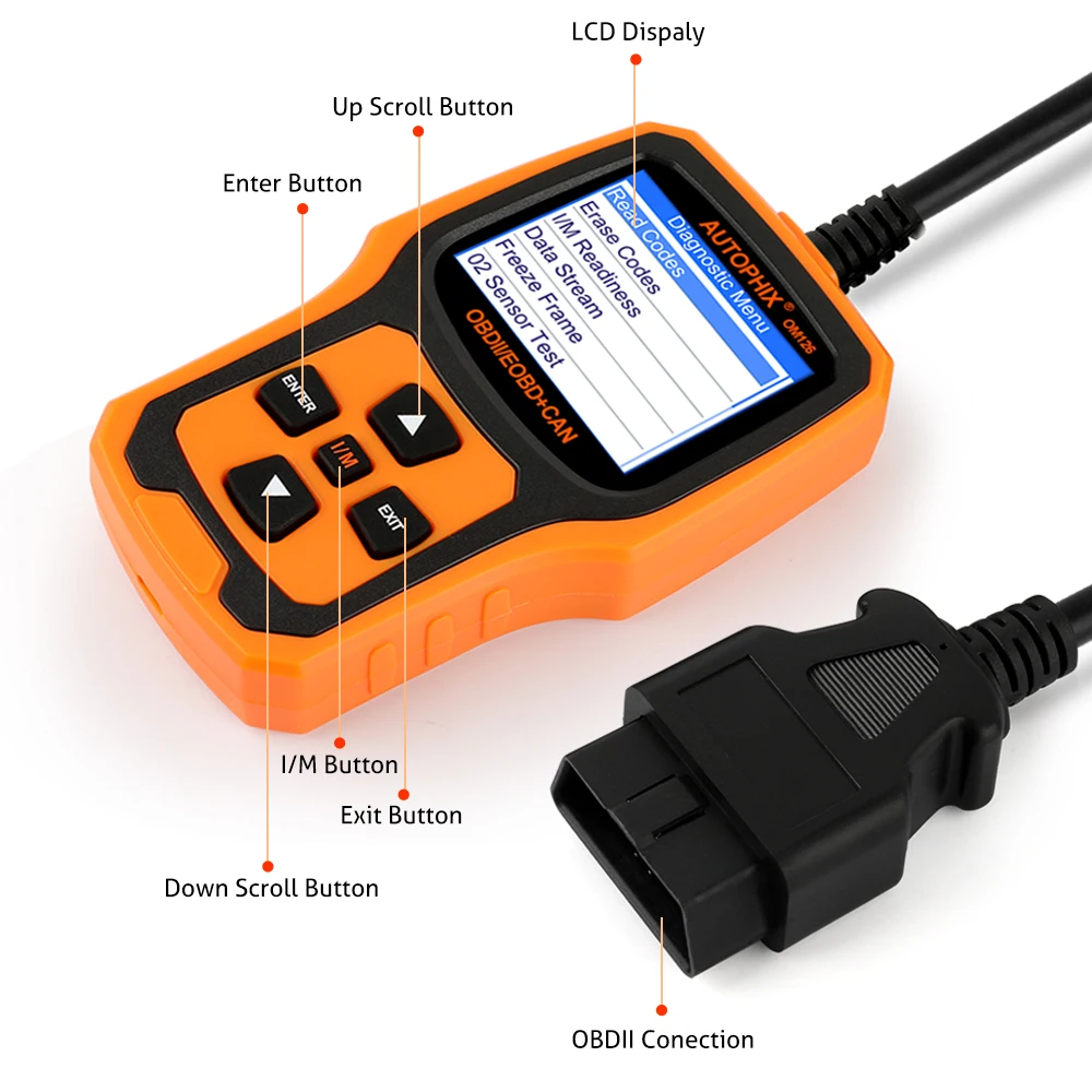 Autophix OM126 OBD 2 Авто диагностический инструмент считыватель кодов EOBD JOBD универсальный OBD2 Автомобильный анализатор работы двигателя Автомобильный сканер скан инструменты