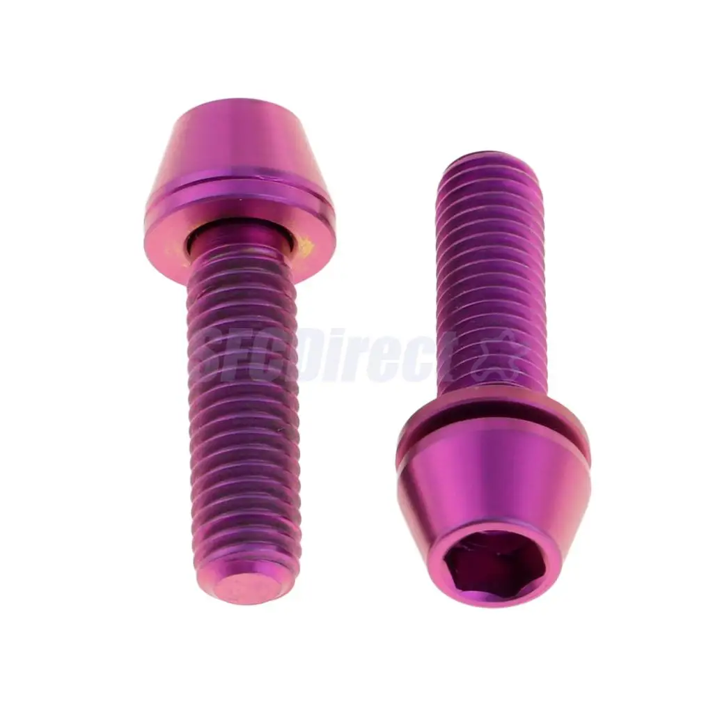 2 Pieces High Strength Titanium Alloy M5x16 M5x18 M5x20mm Cycling Bicycle Mountain Bike Bolts Tapered Head Screw + Washer Gasket