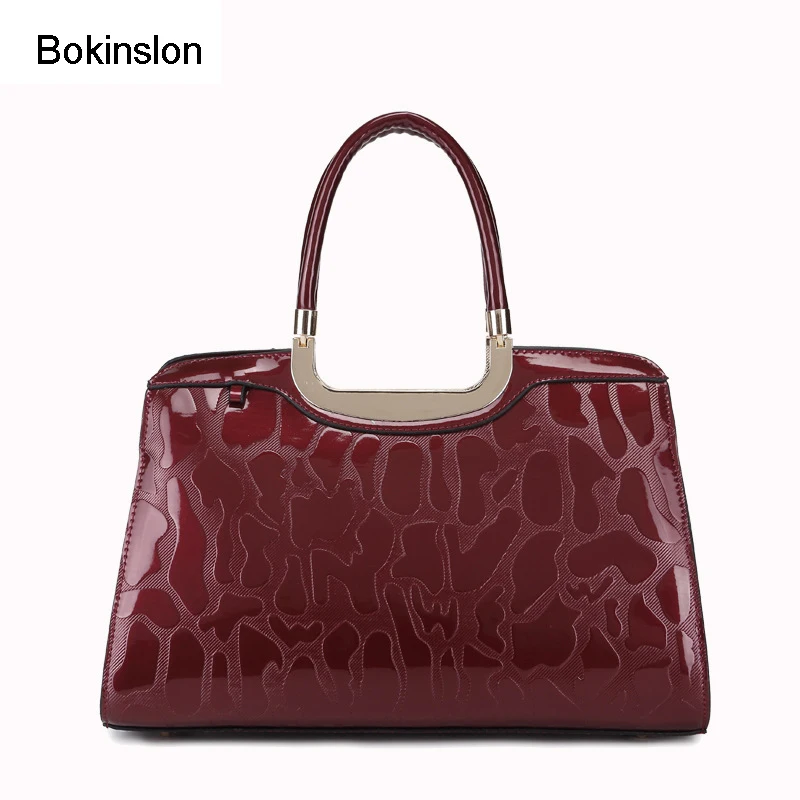 

Bokinslon Woman Messenger Bags Brand Patent Leather Alligator Bag Handbags Women Casual Name Shoulder Bags For Ladies