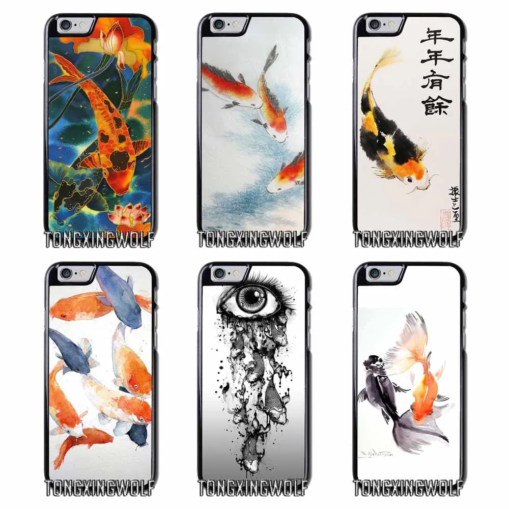 Акварель Koi Fish Краски чехол для samsung Примечание 2 3 S4 S5 мини S6 S7 край S8 S9 iPhone 4 4S 5C 5 5S SE