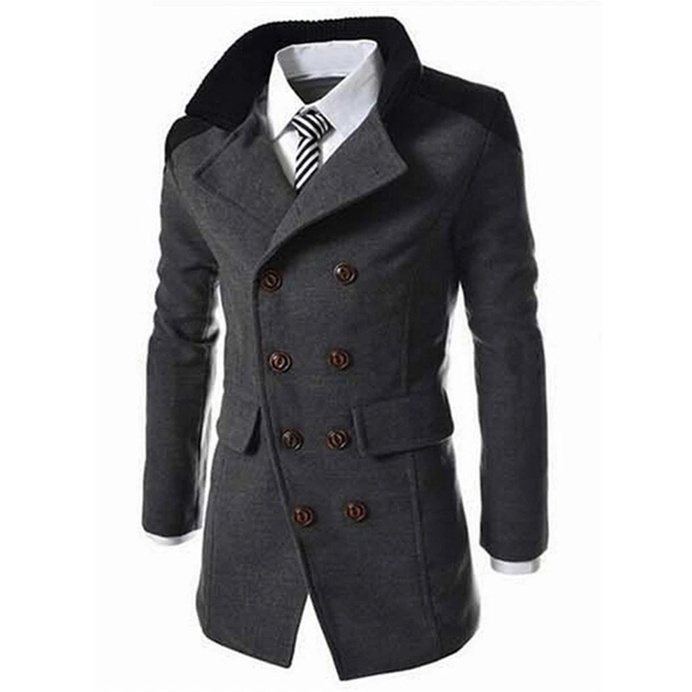 Helisopus мужские зимние теплые куртки с отложным воротником, шерстяной длинный Тренч, пальто, чистый цвет, повседневные пальто, chaqueta hombre