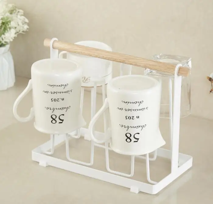 

Metal Mug Coffee Cups Drying Storage Rack Holder Stand Kitche Hanging Display Rack Drinkware Shelf Drain Hanger With 6 Hooks