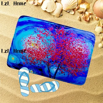 

LzL Home 3D Printed Psychedelic The Tree Of Life Bathroom Bath Flannel Absorbent Non-slip Door Mat Entrance Door Bath Carpet