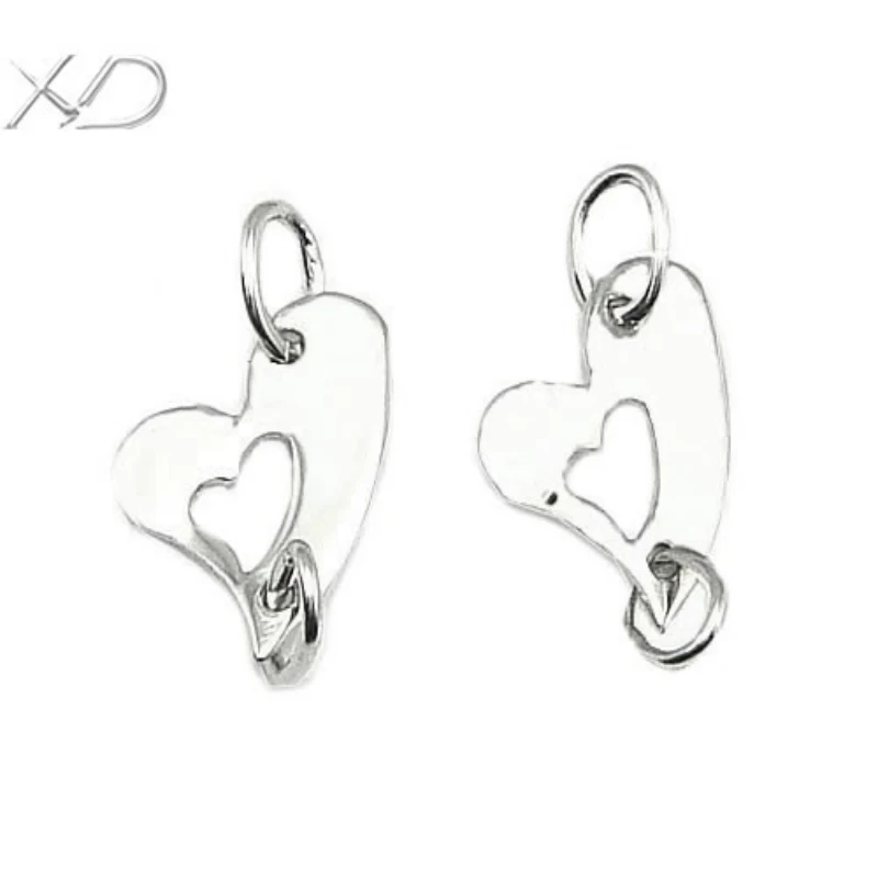 XD 925 sterling silver heart connector charm jewelry connectors for diy