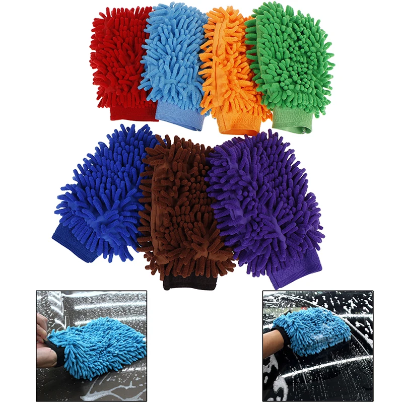 

2 in 1 Microfiber Car Wash Mitt Ultrafine Fiber Chenille Wash Glove Soft Mesh backing no scratch for Car Wash and Cleaning