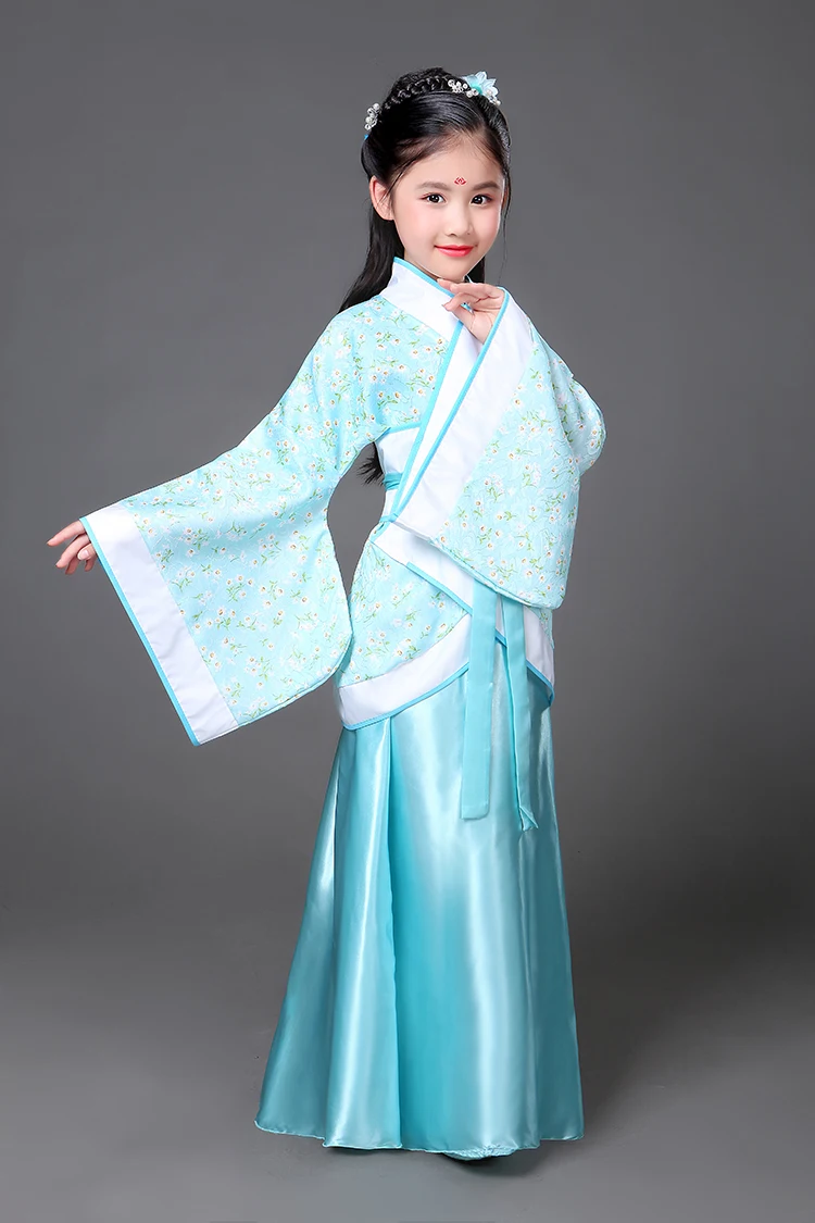 Hanfu традиционный танцевальный костюм для девочек Древняя китайская одежда дети сценическое платье одежда для выступлений карнавальный