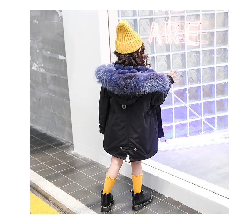 Carhartt/куртка детские зимние длинные пальто с капюшоном из натурального енота, парки модная повседневная верхняя одежда с подкладкой из натурального кроличьего меха для девочек
