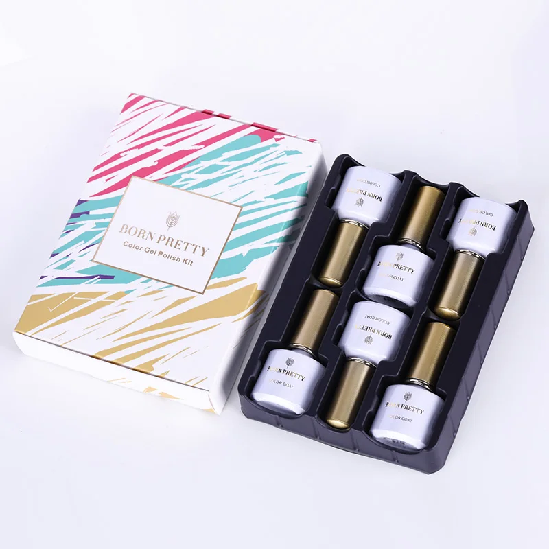 Günstig GEBOREN ZIEMLICH 6 Flaschen Soak Off UV Gel Polish Glitter Cat Eye Thermische Maniküre Gel Lack Nail art Design