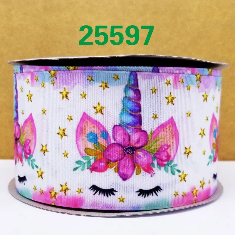 50 ярдов в размер единорог лента напечатанная grosgrain лента 25600 - Цвет: 25597