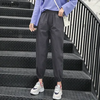 

Pants Women High Waist Casual Hip Hop Loose Chic Girls Womens Trousers All-match Retro Simple Daily Student BF Cool Ladies New