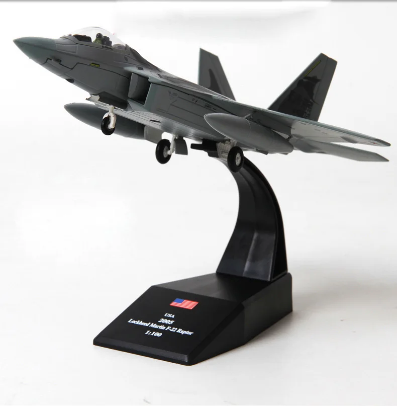 1:100 F22 Истребитель модель сплава F-22 Amertica Raptor малозаметный истребитель моделирование готовой литья под давлением военная модель