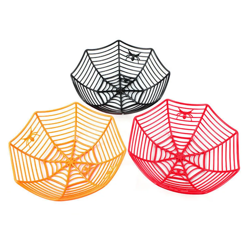 

Spider Web Fruits Candy Plastic Basket Spiderweb Halloween Party Decor Kitchen Hot Sale High Quality 2018 New Patterns Modern