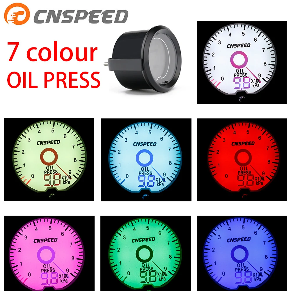 

2 inch / 52mm liquid crystal 7 color virtual pointer display oil pressure gauge with Oil Filter Sandwich Plate Adapter