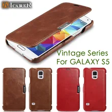 Для Samsung Galaxy S5 i9600 icarer брендовый Винтажный чехол из натуральной кожи на магните чехол-портмоне с карманом