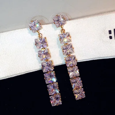 Квадратные циркониевые висячие серьги boucle d'oreille femme pendante модные Висячие для