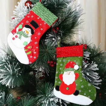 

200PC Santa/Snowman Xmas Stocks Indoor Hanging Stockings Christmas Decoration Santa Claus Doll Christmas Gift For kids Candy Bag
