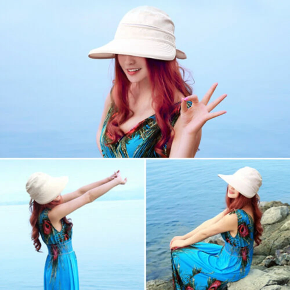 Полиэфирная женская шляпа Солнцезащитная широкополая шляпа для пляжа летний солнцезащитный щит УФ соломенная крышка защита сплошной цвет Солнцезащитная шляпа