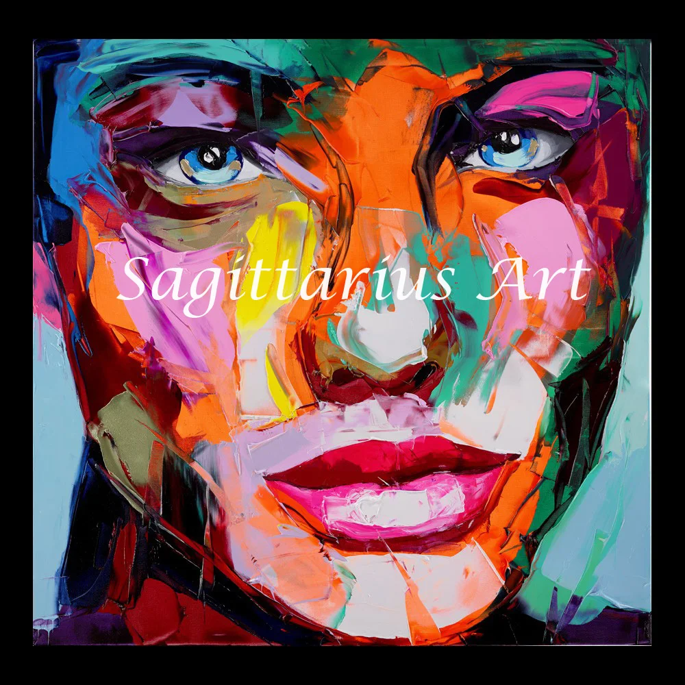 

Hand Painted Francoise Nielly Designer Cool Face Art Palette knife Untitled 166 Oil painting canvens Bedroom hallway Wall Decor