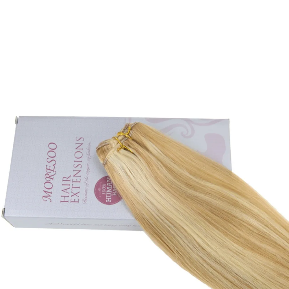 Moresoo, человеческие волосы Remy, цвет#14, выделенные#613 блонд, волнистые/уток, человеческие волосы для наращивания, 100 г в упаковке