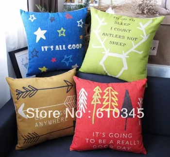 

Free shipping 45x45cm Christmas Design Linen Cotton Pillow Cover Cushion cover /Decorative pillow cushion