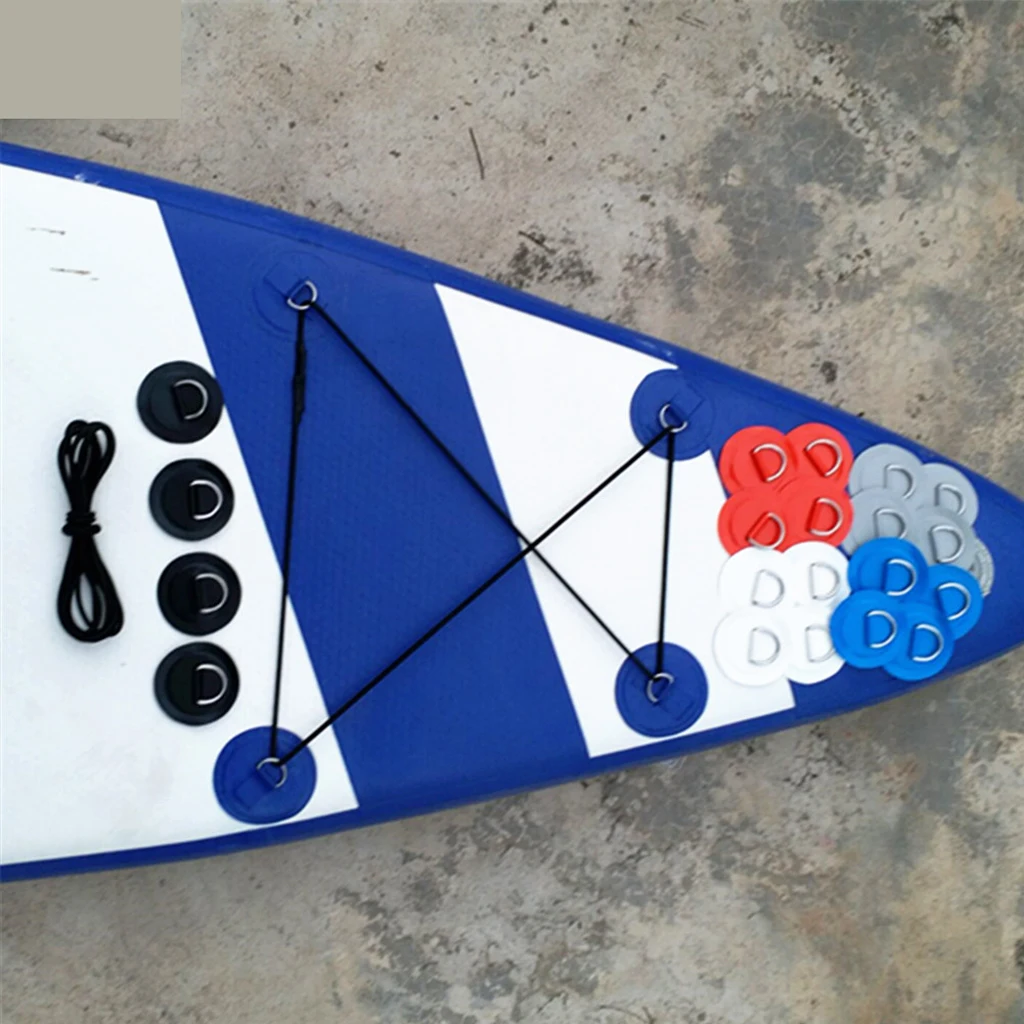 Stand Up Paddleboard SUP Bungee Rope Deck Rigging Kit 6Pcs D-ring Pad Patch Water Sports Rowing Inflatable Boats Surfboard