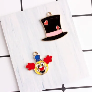 

100pcs droll clown charms 22*27mm diy jewelry alloy gold color enamel 25*26mm Long hat charms pendant for bracelet CH0215
