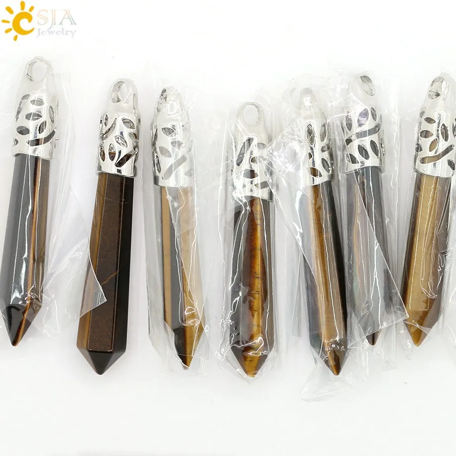 Reiki Hexagonal Prism Healing Point Opal Necklace Pendants