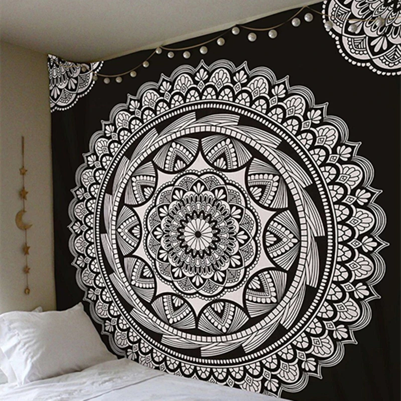 Cilected New Launched Black White Mandala Wall Hanging Tapestry Hippie