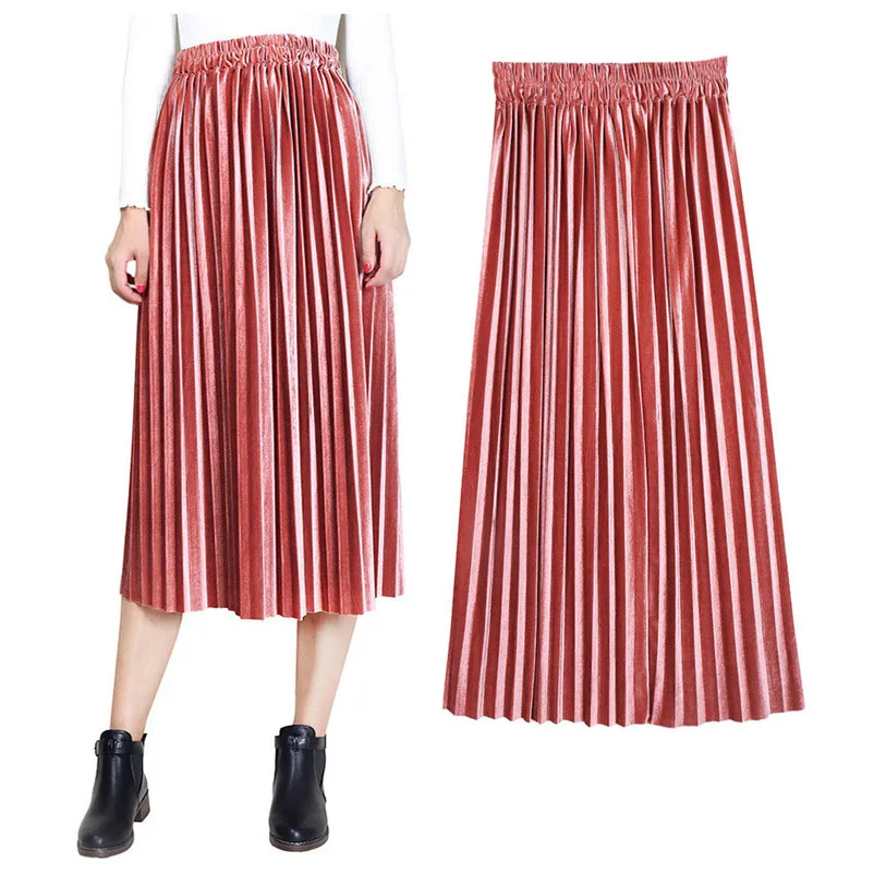 NEW Fashion 2018 Summer style skirts womens Pleated Skirt Vintage High Waist straight Skirt Long Skirts Femme Saia Y05#N (12)