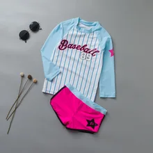 Платье для маленьких девочек Swimwsuit для малышей пляжный купальник костюм для серфинга сыпь гвардейский костюм УФ купальный костюм в Корейском стиле с рисунком героев из мультфильмов, костюм