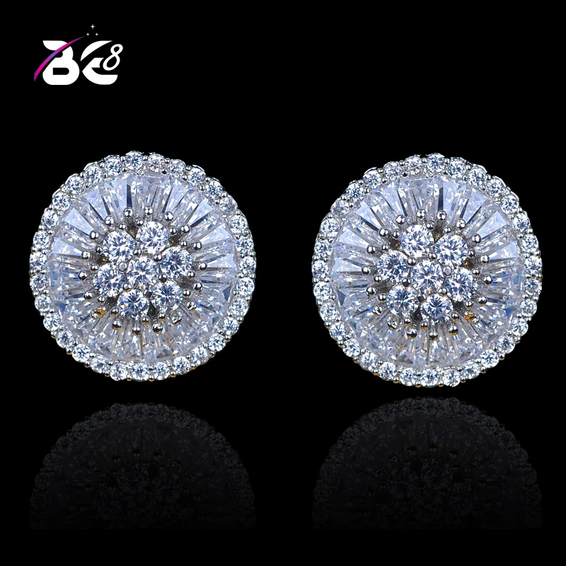 

Be8 Brand Hot Sales Stud Earrings For Women Charm Round Shape AAA Cubic Zirconia Statement Jewelry Valentine's-day Gifts E-327