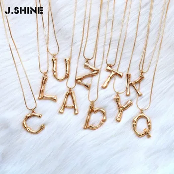 

JShine A-Z Big Letters Script Name Initial Alphabet Pendant Necklace Luxury Exaggerated Metal Letter Gold Chain Charm Necklace
